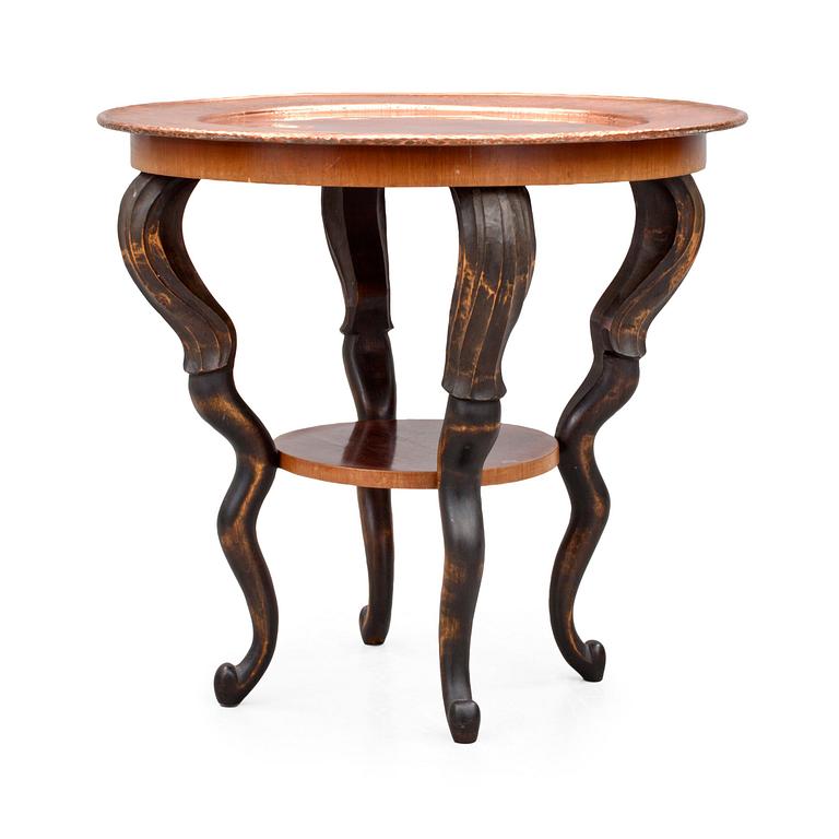 A Lisa Andersson (Haal/Hål) Morell copper and carved wood table, Rackstad, Arvika, Sweden 1928.