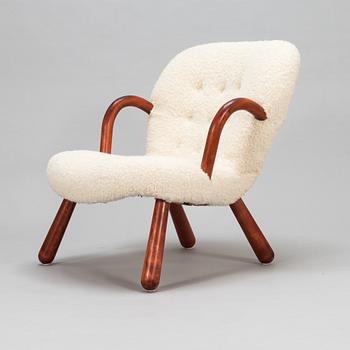 Arnold Madsen, sannolikt, fåtölj, "Clam chair". Formgiven ca 1944.