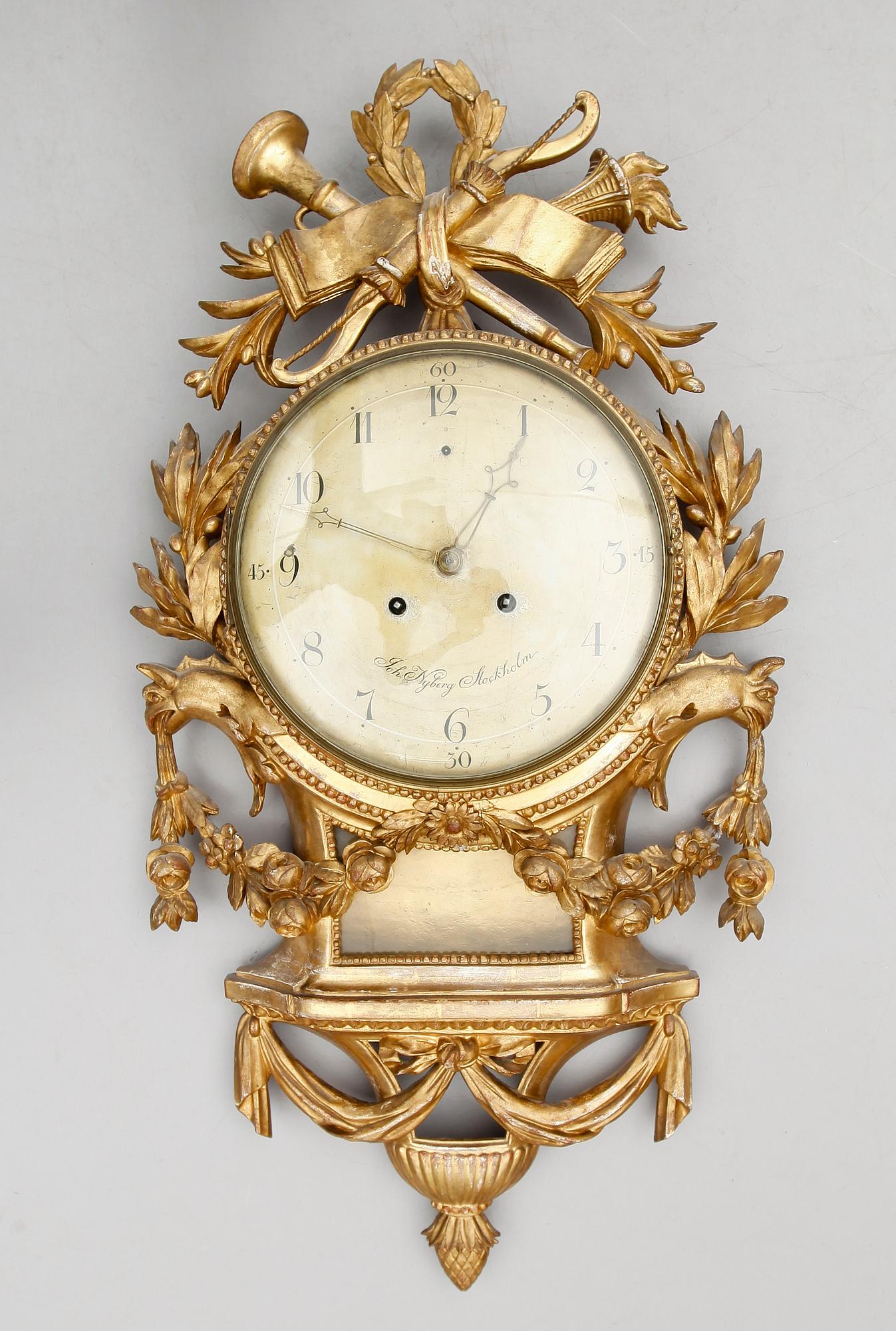 VÄGGPENDYL, gustaviansk, Johan Nyberg, Stockholm, 1700-talets senare del.