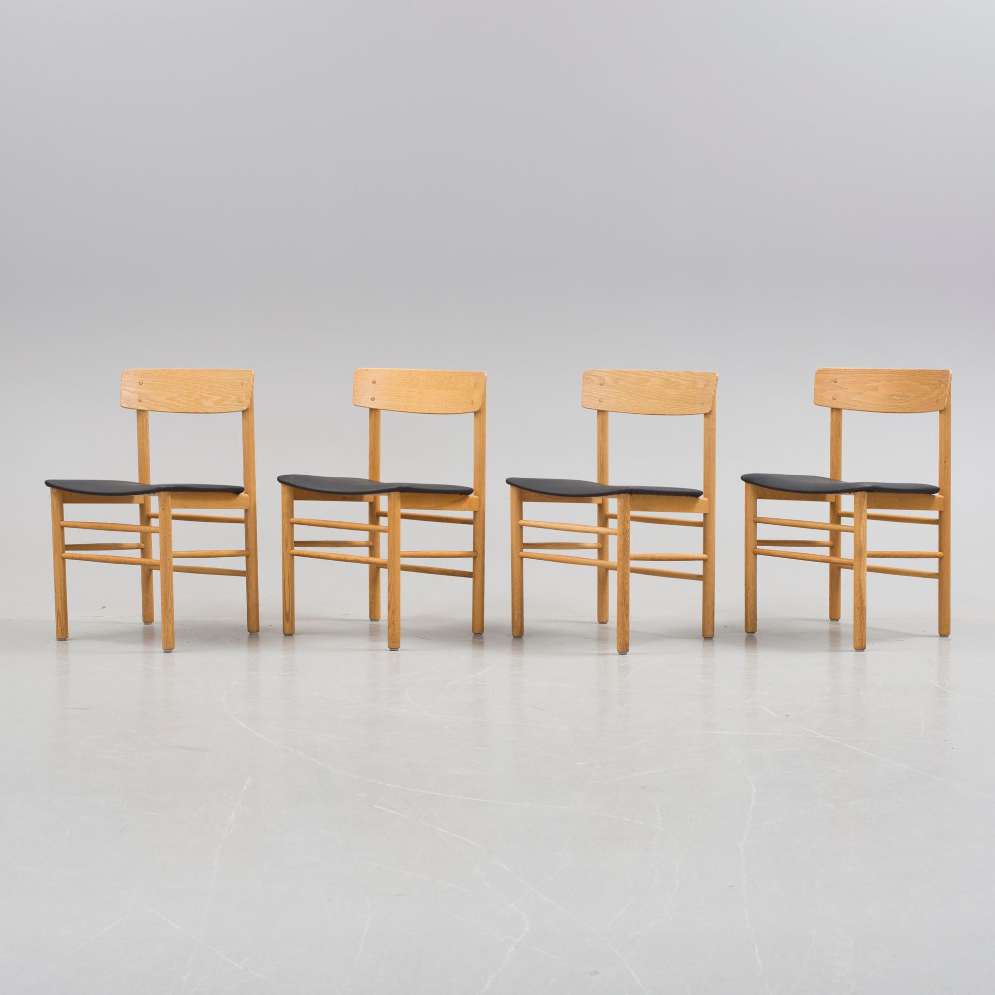 STOLAR, 4 st, Farstrup Stolefabrik, Danmark, 50/60-tal, varav två brännmärkta undertill.