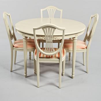 MATSALSMÖBLEMANG, 5 delar, gustaviansk stil, 1900-tal.