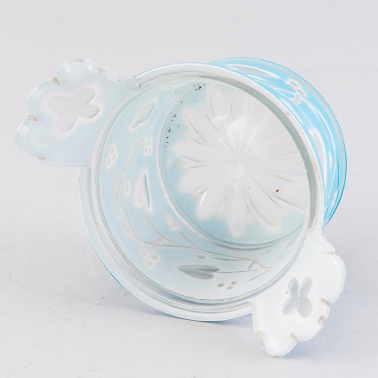 A RUSSIAN SILVER AND GLASS BUTTER DISH, Carl Gustav Ekqvist, Saint Petersburg, 1850s.