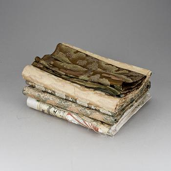 OBISKÄRP, 2 ST SAMT 2 TEXTILDELAR, Japan 1900-tal.