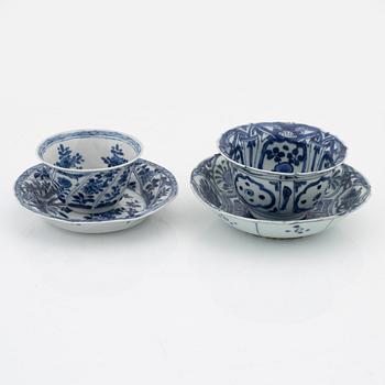Two cups with saucers, Ming and Qing dynasty, 17th century.