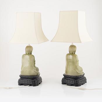 A pair of ceramic table lamps, late 20th century.
