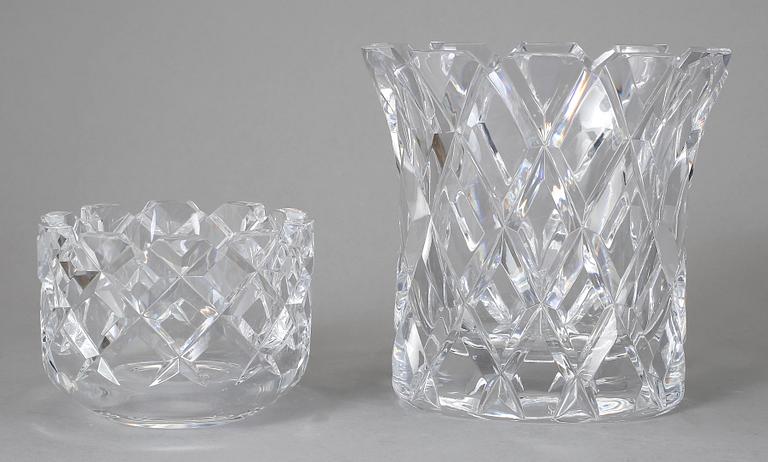 SKÅLAR 2 st SAMT VAS, glas, Sofiero,  Gunnar Cyrén, Orrefors.