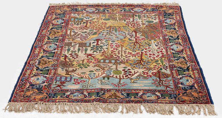 A semi-antique pictoral Tabriz rug, West Persia, c. 193 x 130 cm.