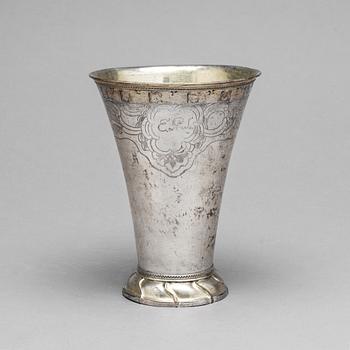 A Swedish 18th century parcel-gilt beaker, mark of Simson Ryberg, Stovkholm (1771-1807).