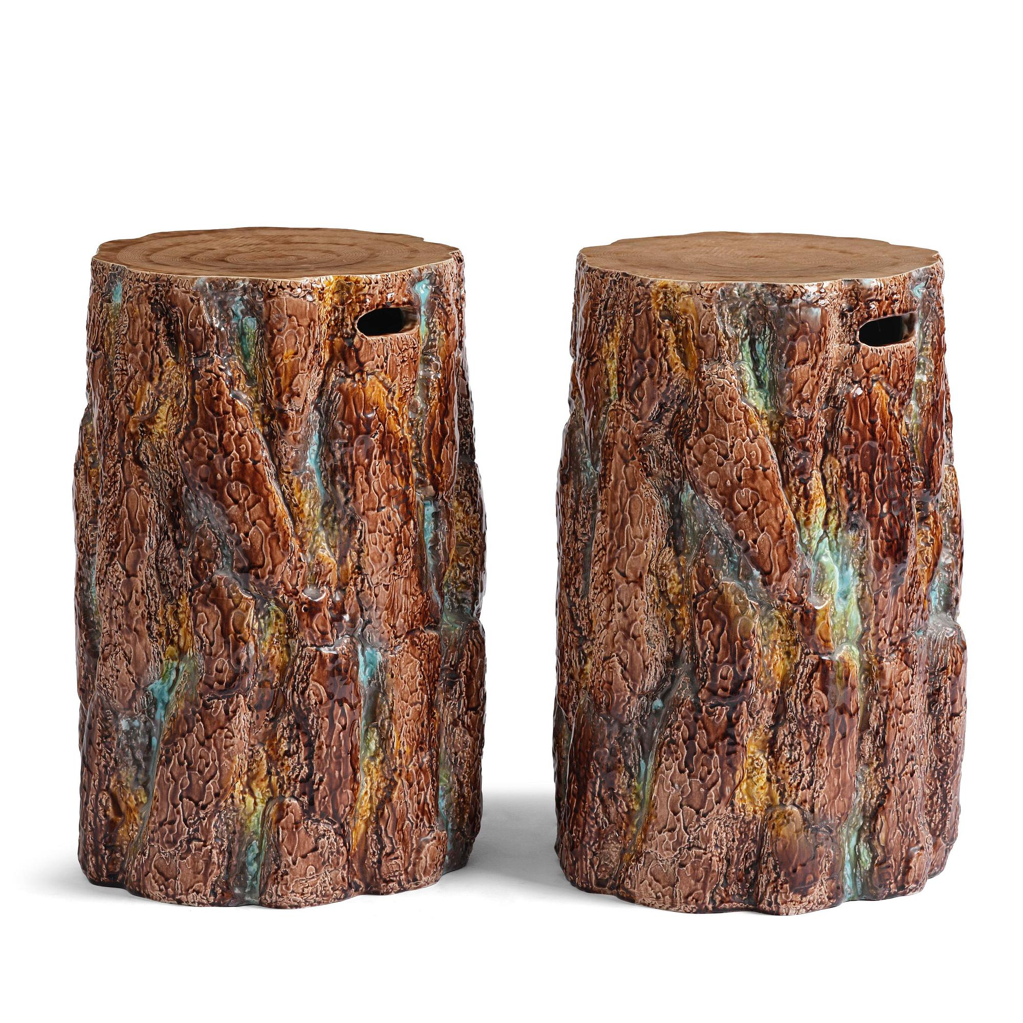 A pair of mayolica garden stools from Gustavsberg, late 19th century.
