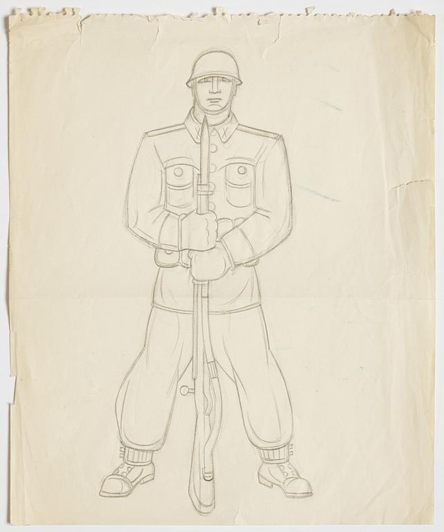 GÖSTA ADRIAN-NILSSON, blyerts på papper, osignerad. Troligtvis utförd under 1930- eller 1940-talet.