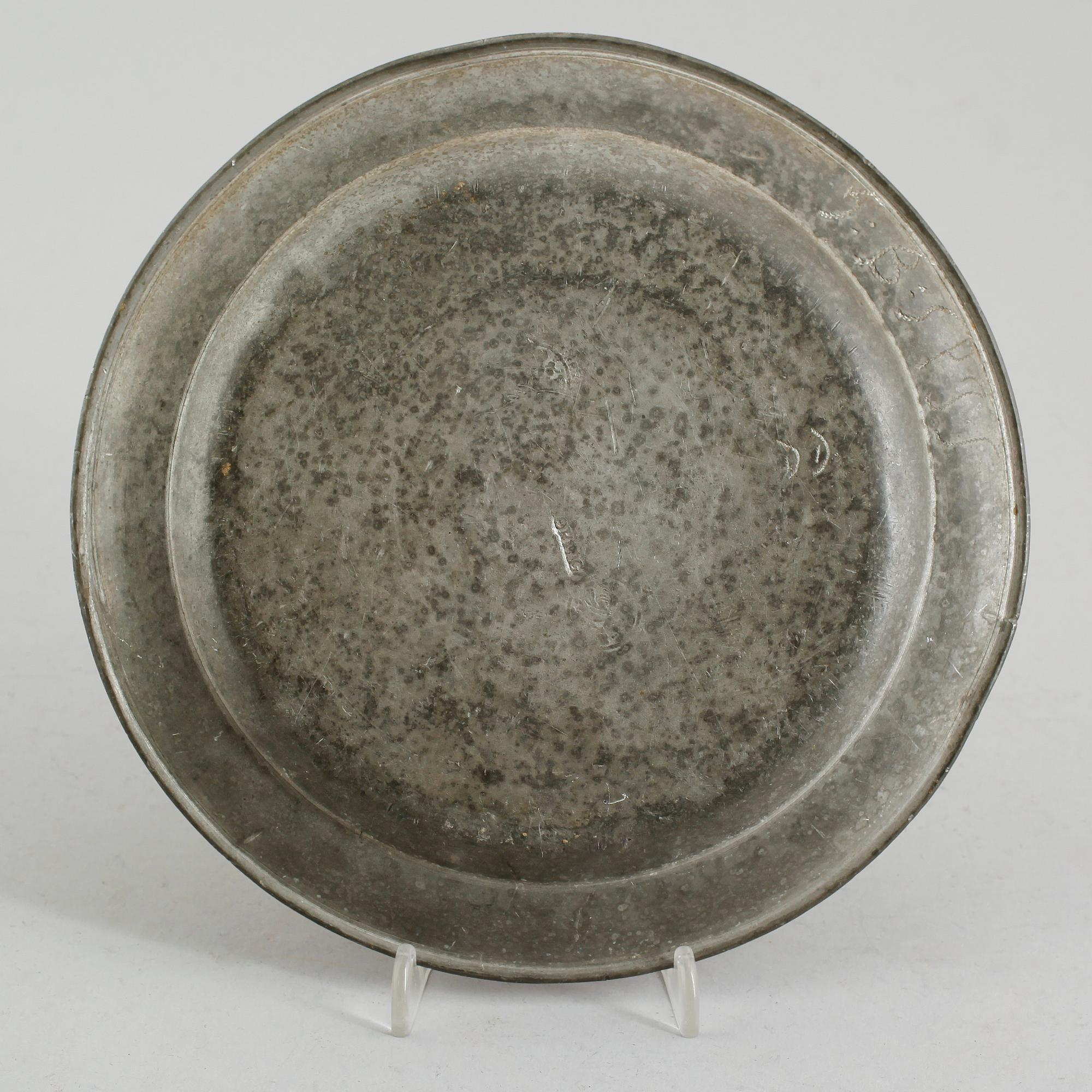 TALLRIK, tenn, Johan Kruth, Norrköping 1760.