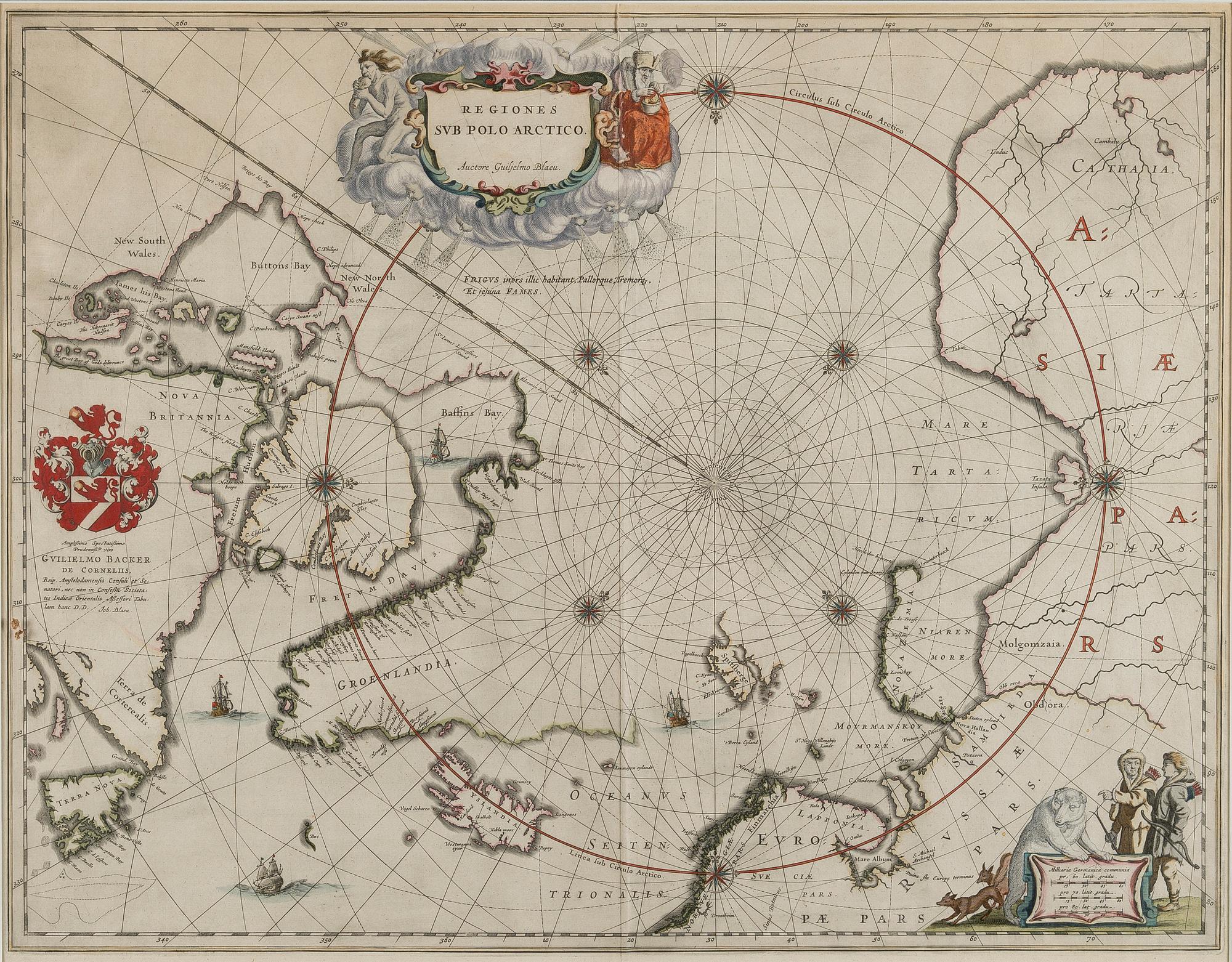 A MAP, Willem Janszon Blaeu, Regiones Sub Polo Artico 1635.