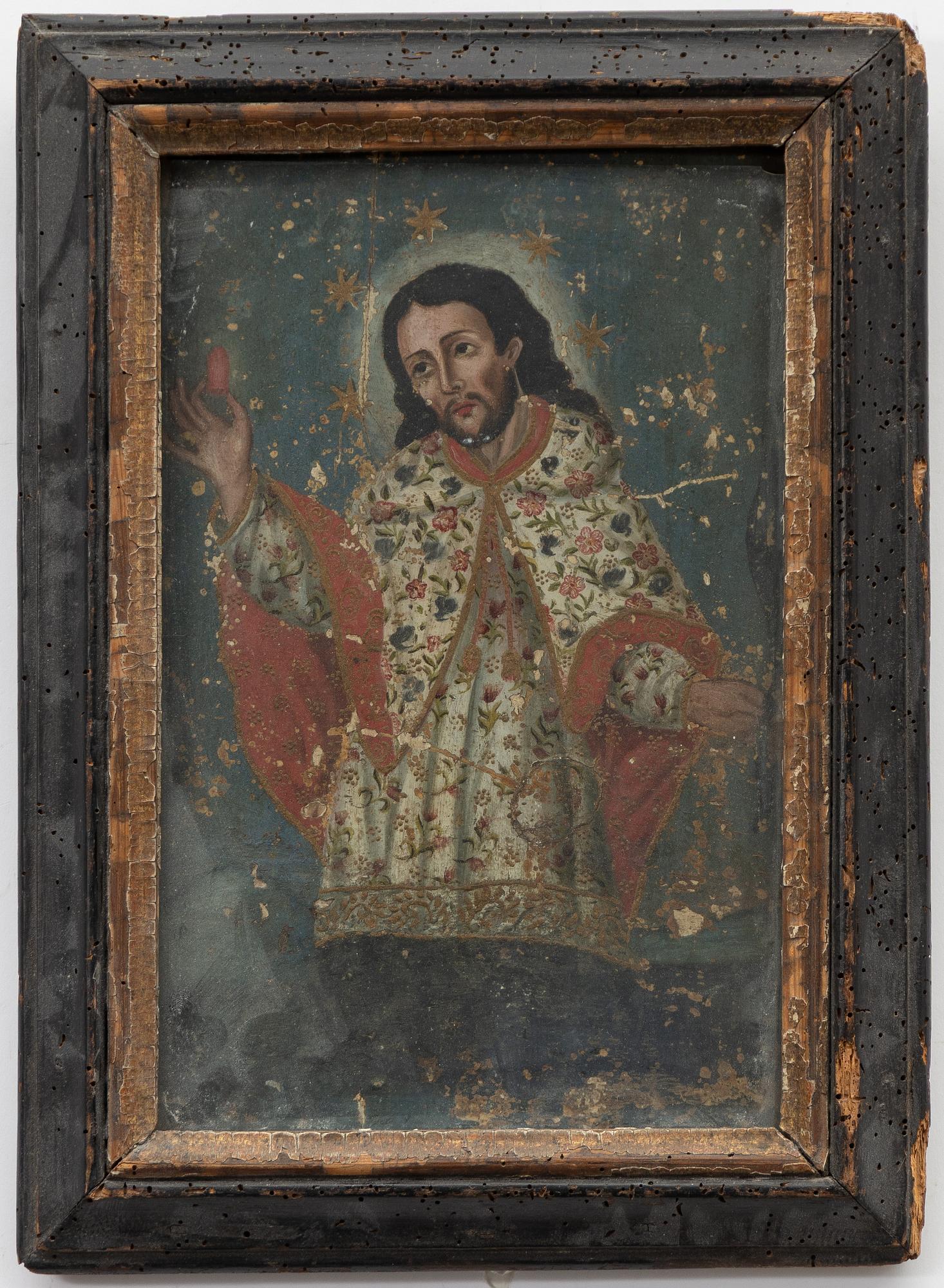 Cuzco School, 18th century, Christ with the Sacred Heart.