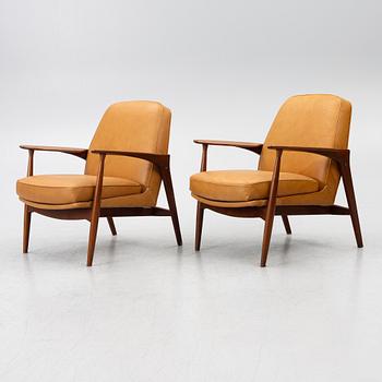 Ib Kofod-Larsen, a pair of model 401 armchairs, Slagelse Möbel verk, Denmark.