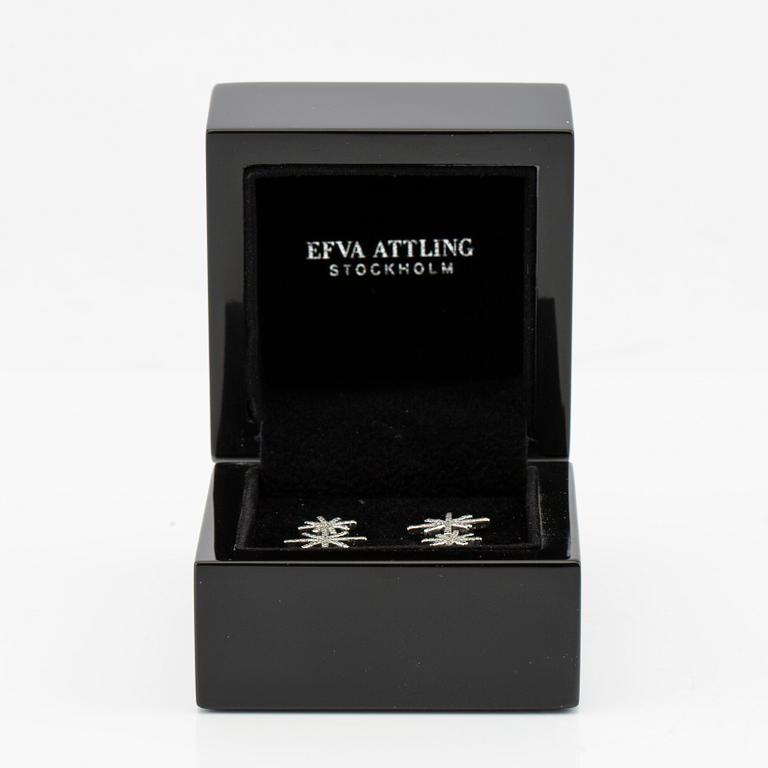 Efva Attling, a pair of "Beam & Stars Two Ear" earrings in rhodium-plated sterling silver with round brilliant-cut diamonds.