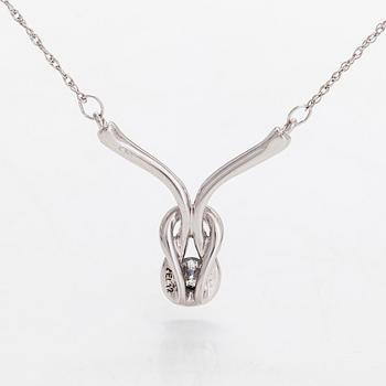 A 14K white gold necklace, with diamonds totalling approximately 0.15ct.