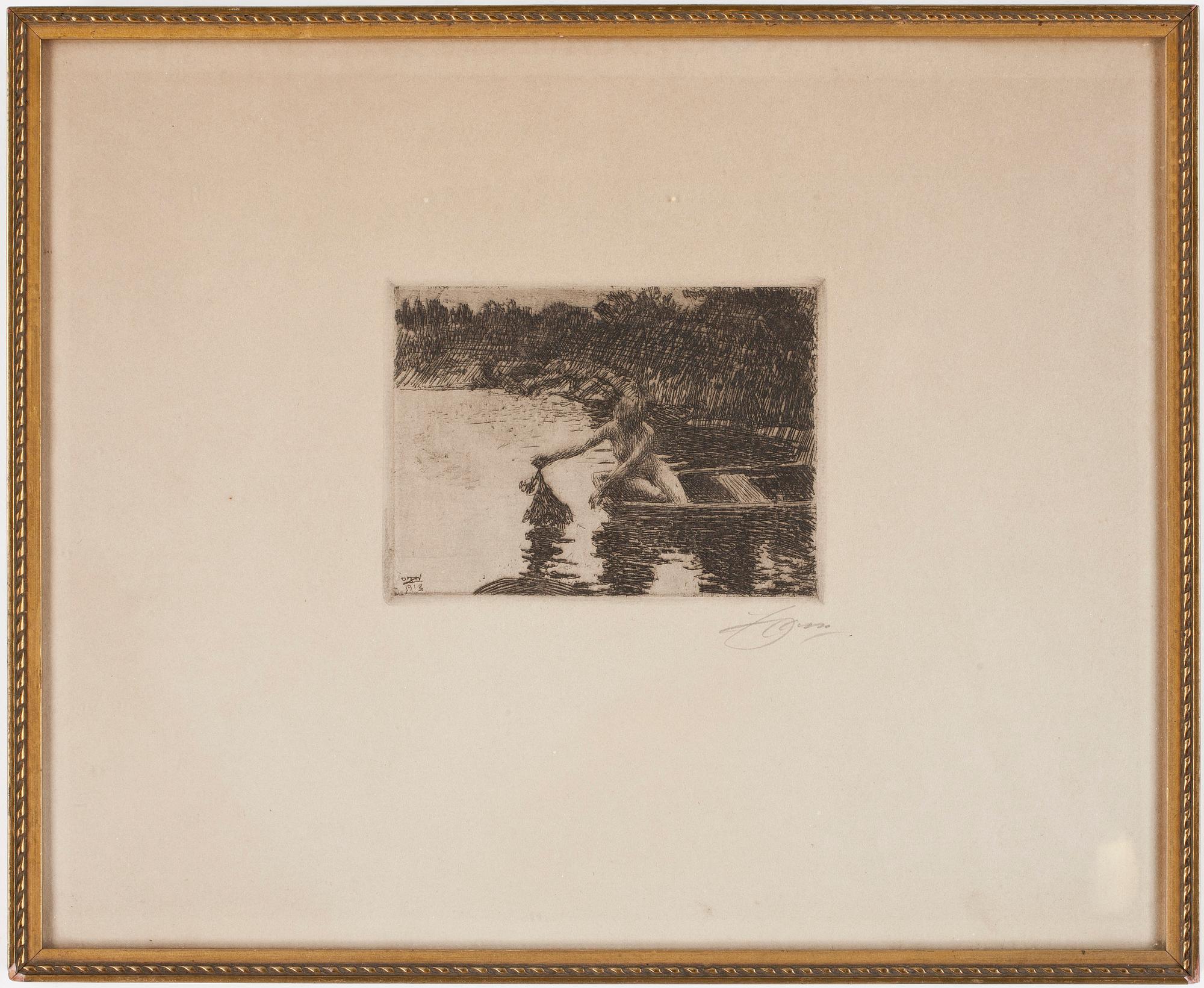 ANDERS ZORN, etsning, sign. 1913.