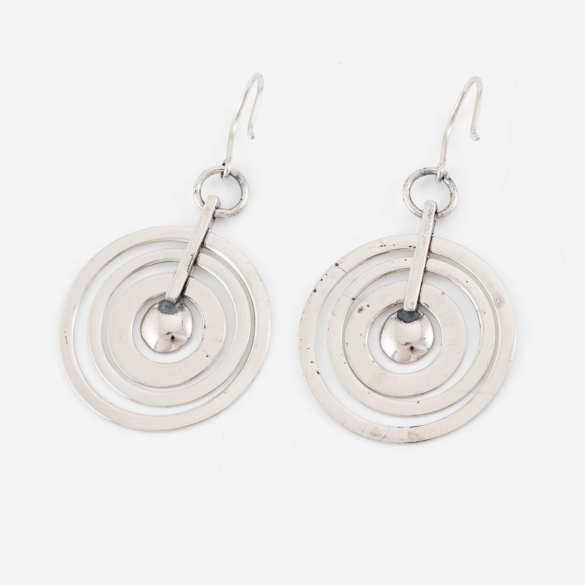 Tapio Wirkkala, a pair of earrings "Silvermoon", sterling silver, for Kultakeskus.
