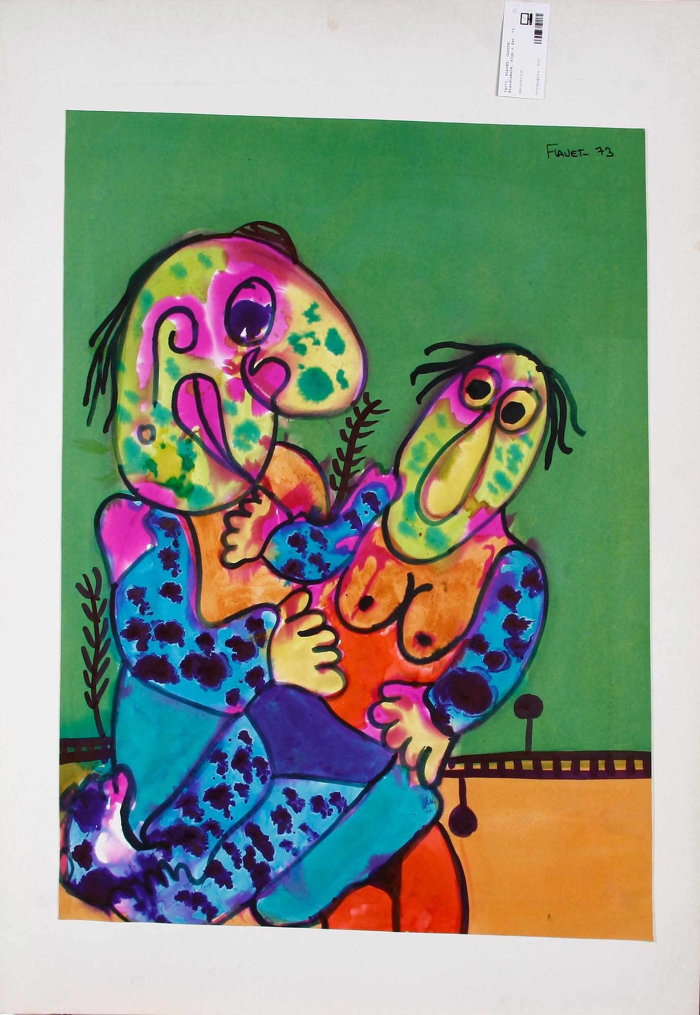 CLAUDE FLAVET, blandtekniker, 3 st, sign och dat -73.