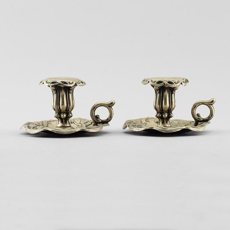 NATTLJUSSTAKAR, 1 par, nysilver, 1800-talets andra hälft.