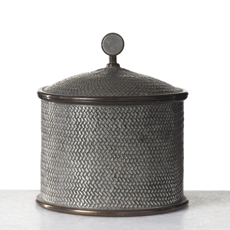 Estrid Ericson, a pewter and brass jar with cover by Svenskt Tenn, Stockholm 1936.