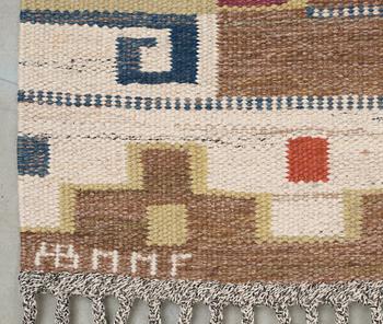 CARPET. "Bruna heden". Flat weave. 252 x 172 cm. Signed AB MMF.