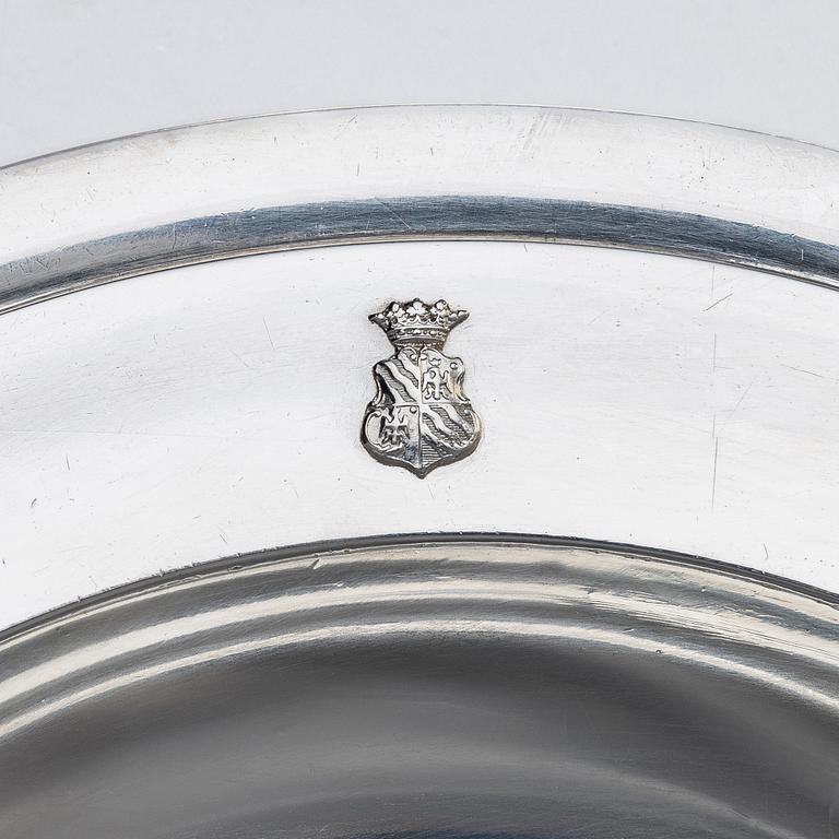 A pair of French deep silver plates, marks of Harleux, Paris (active from 1891-?).