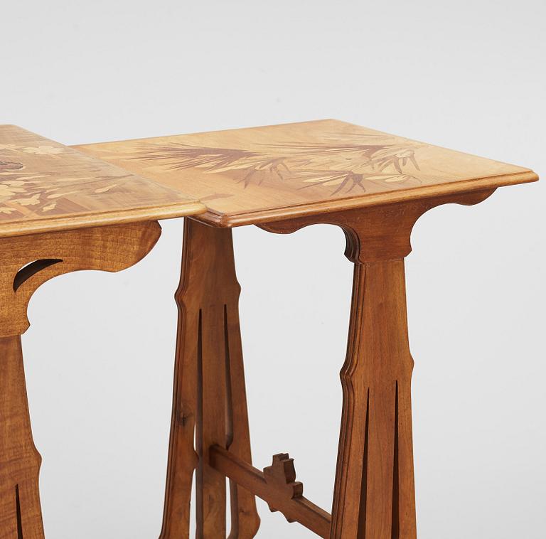 Emile Gallé, nesting tables, four parts, Nancy, France.