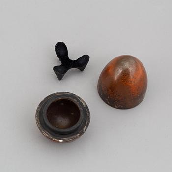 Hans Hedberg, a signed faience egg with stand, Biot, France.