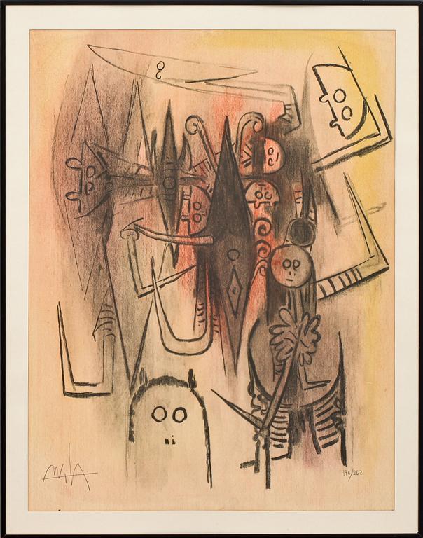 WIFREDO LAM, färglitografi, sign och numr 190/262.