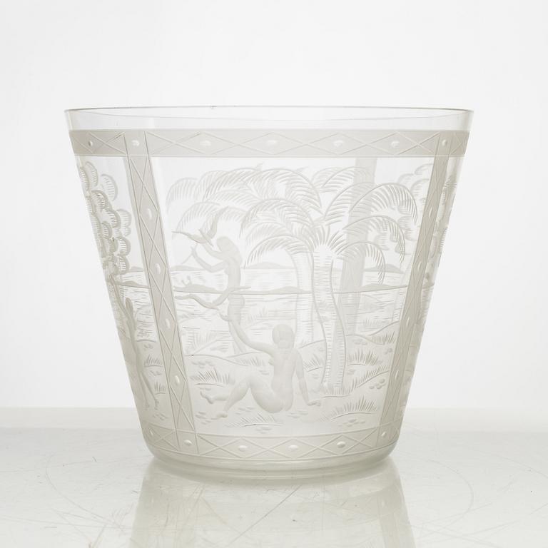 Edward Hald, a glass bowl/vase, Orrefors, Sweden,.