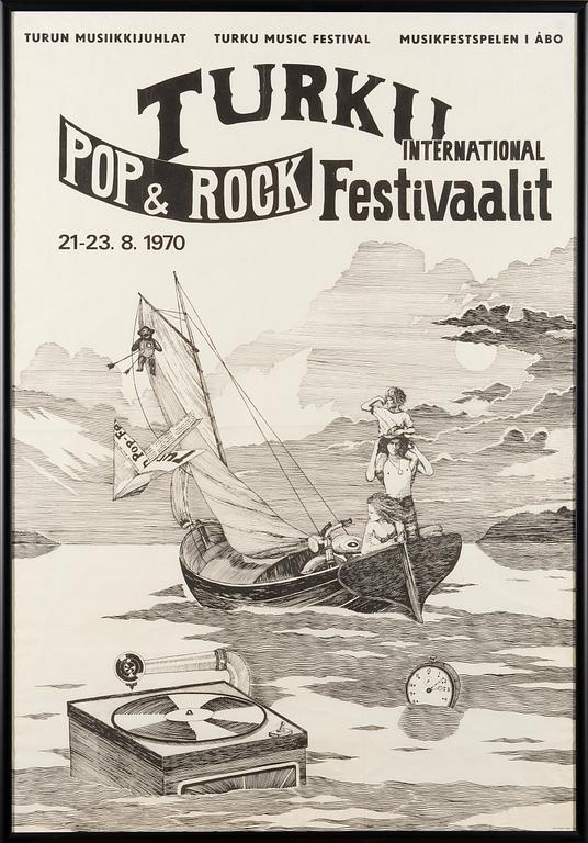 TIMO AARNIALA, mukaan, JULISTE, "Turku International Pop& Rock festivaalit", Polytypos Turku 1970.