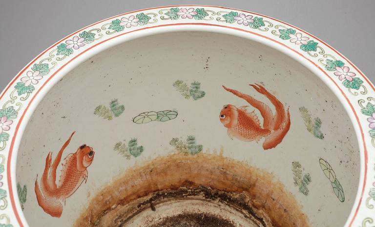 FISKBASSÄNG, porslin, Kina, modern tillverkning.