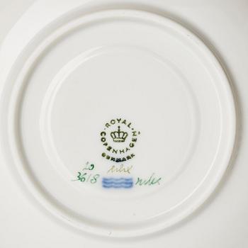 A set of nine Royal Copenhagen 'Flora Danica' cups with saucers, Denmark, 20th century.
