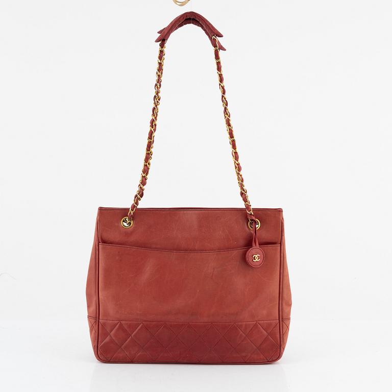 Chanel, a red leather bag, 1986-1988.
