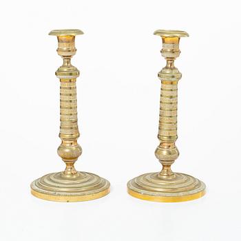 A pair of brass candlesticks, Sweden, 19th century.