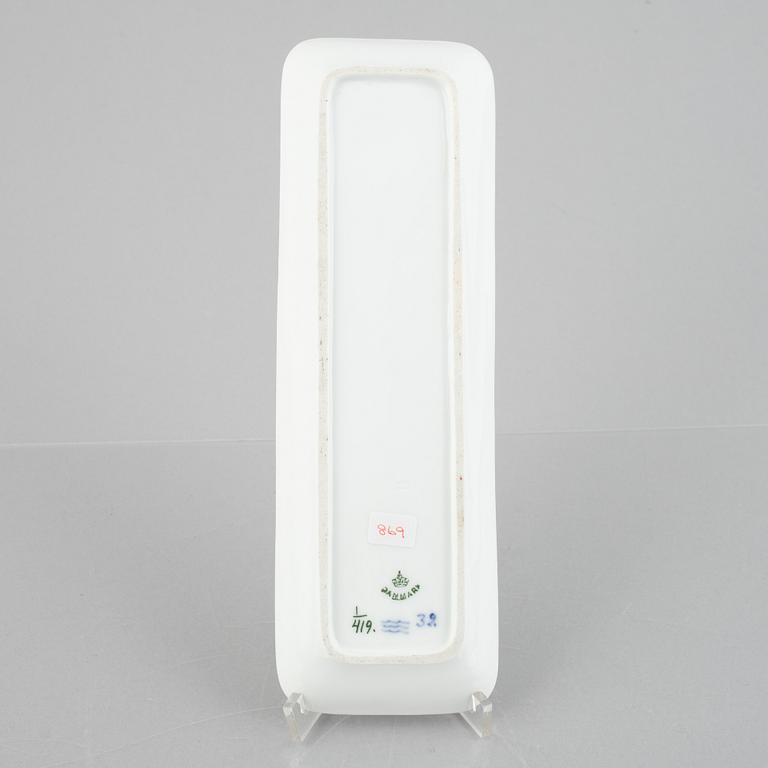 A 'Blue Fluted Plain' porcelain desk tray, Royal Copenhagen, model 419, 1893-1900.