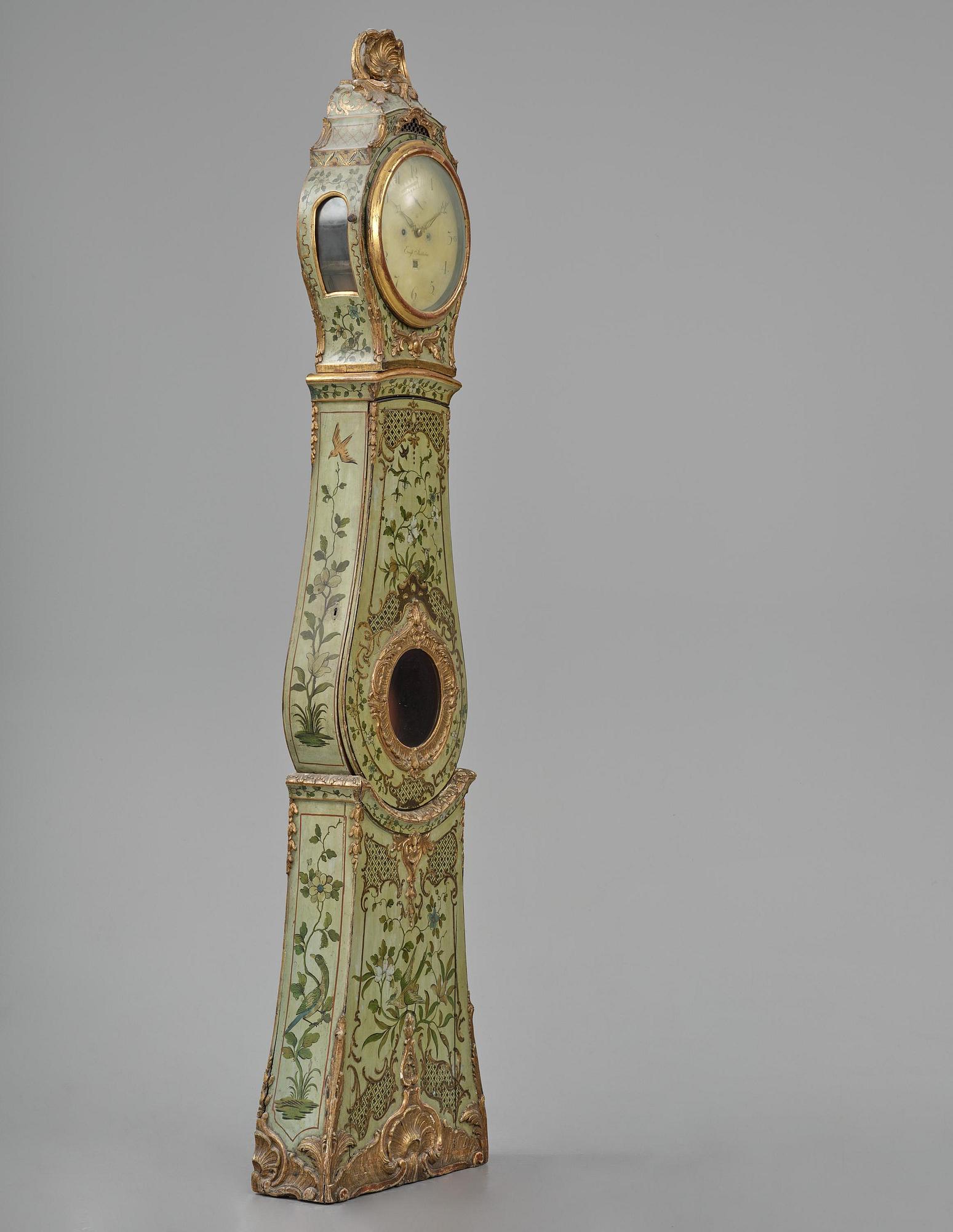 A rococo longcase clock by P. Ernst (watchmaker in Stockholm 1753-84).