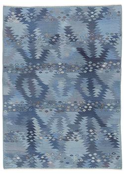 420. Barbro Nilsson, a carpet, 'Tånga mellanblå', flat weave, c. 350 x 252 cm, signed AB MMF BN.