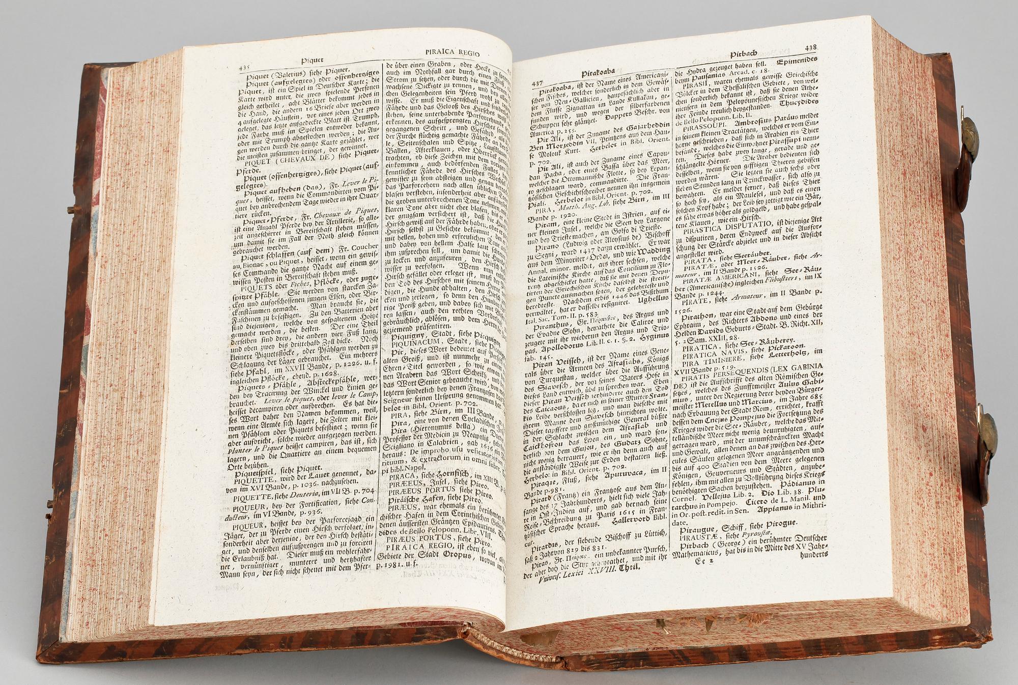 BOK, "Grosses vollständiger universal lexicon aller wissenschafften und Künste...", vol 28, Pi-Pq, Leipzig och Halle 174.