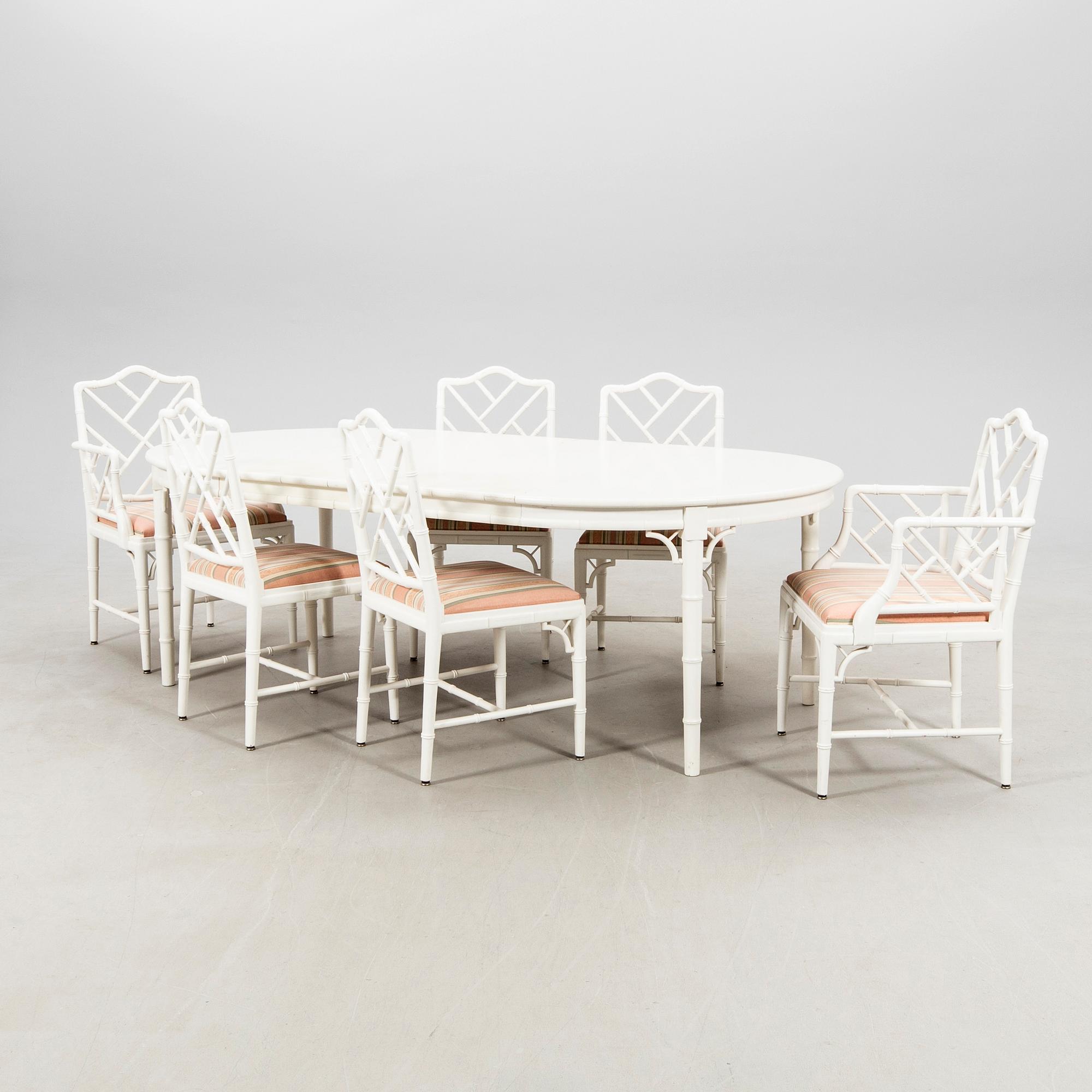 A seven-piece dining suite by Miranda of Sweden, second half of the 20th century.