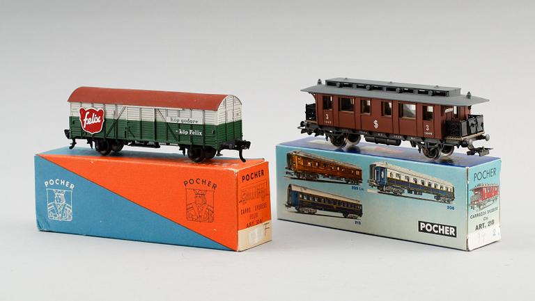 MODELTÅGSVAGNAR, 18 st, Pocher, Italien.