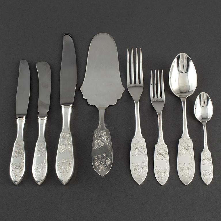 77 psc silver cutlery. Model 'Tornedal', C.O. Persson Ab, Haparanda 1978.