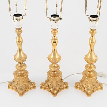 Bordslampor, 3 st, Reijmyre Armaturfabrik, 1950/60-tal.