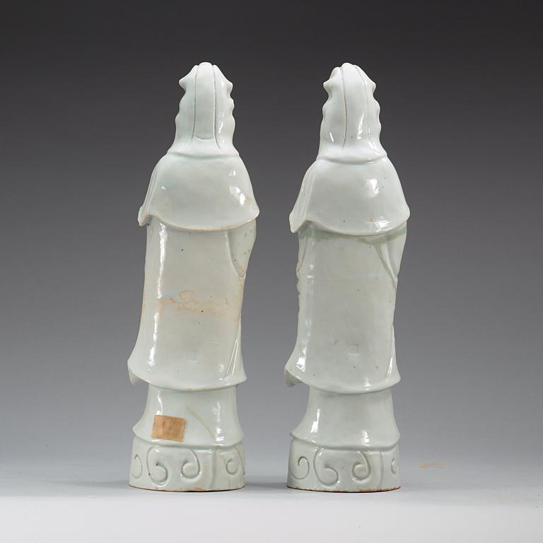 GUANYIN, ett par, blanc de chine. Qing dynastin, 1800-tal.