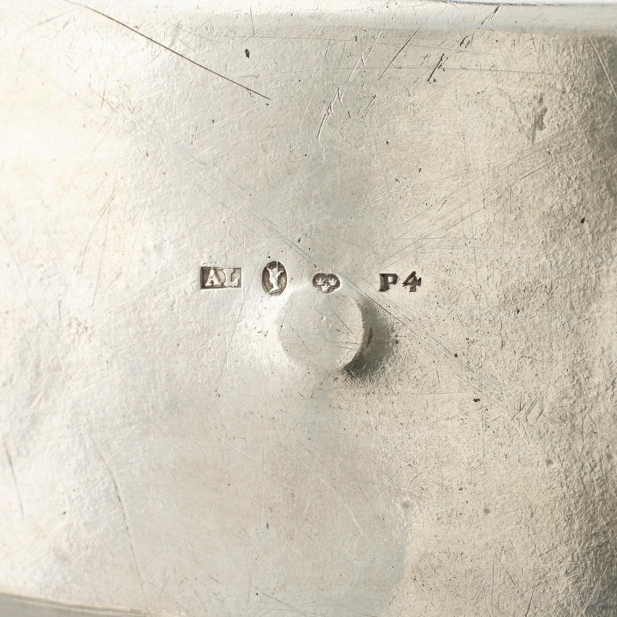 BORDSSTÄLL, silver, senempire, Anders Lundqvist Stockholm 1845. Tot vikt ca 385 gram.