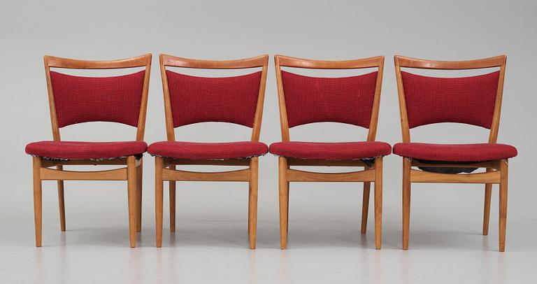 Finn Juhl, a set of four oak 'SW86' chairs,  Søren Willadsen, Denmark, 1950s.