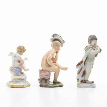 A group of three porcelain figures, Meissen and Höchst, 19/20th century.