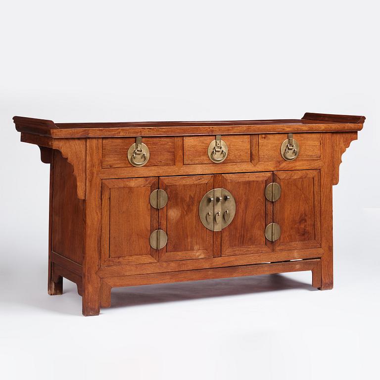 A large huanghuali three drawer altar coffer (Liansanchu), Qing dynasty.