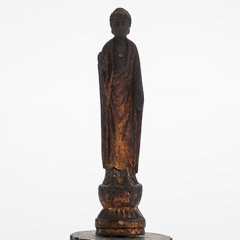 Two Japanese wooden Bodhisattva, one in zushi shrine, 19th century.